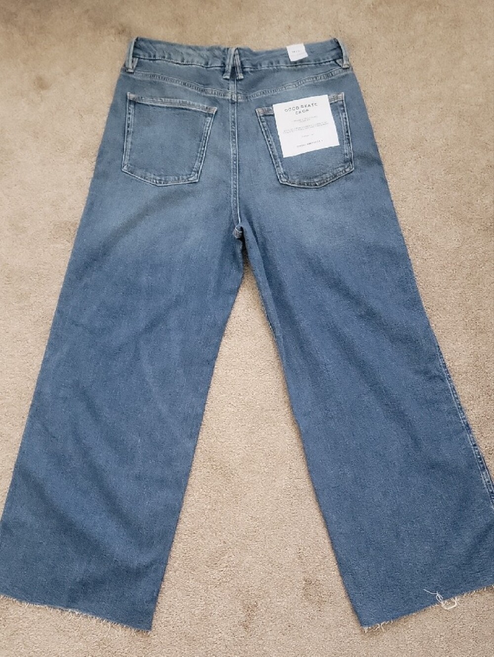 Good American Women's Crop Wide-Leg Jeans - Indigo Wash BNWT